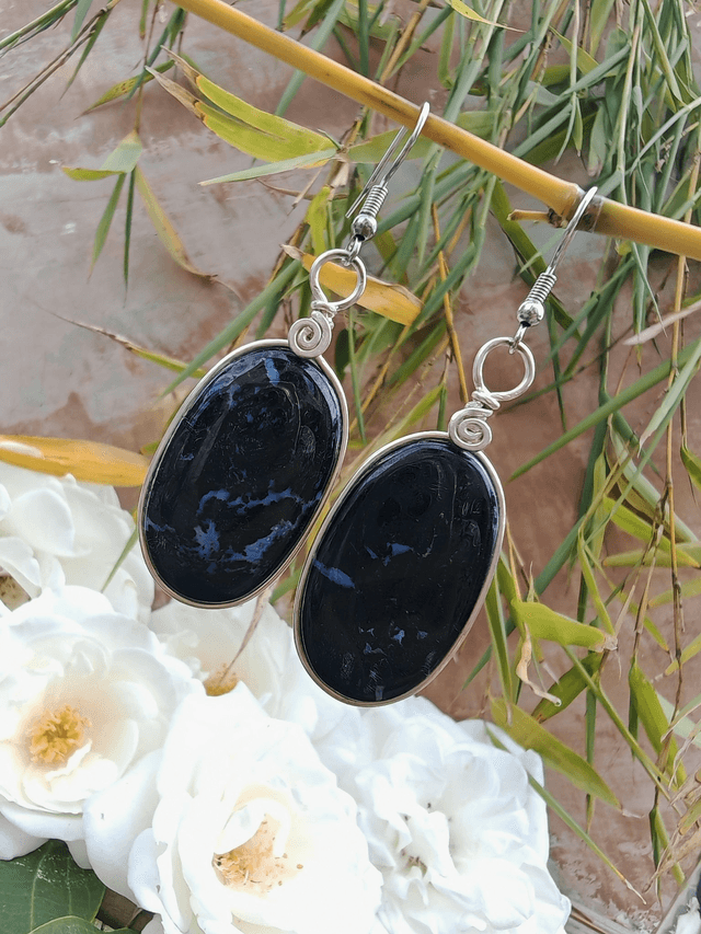 Boucles d'oreilles en bois de palétuvier fossilisé