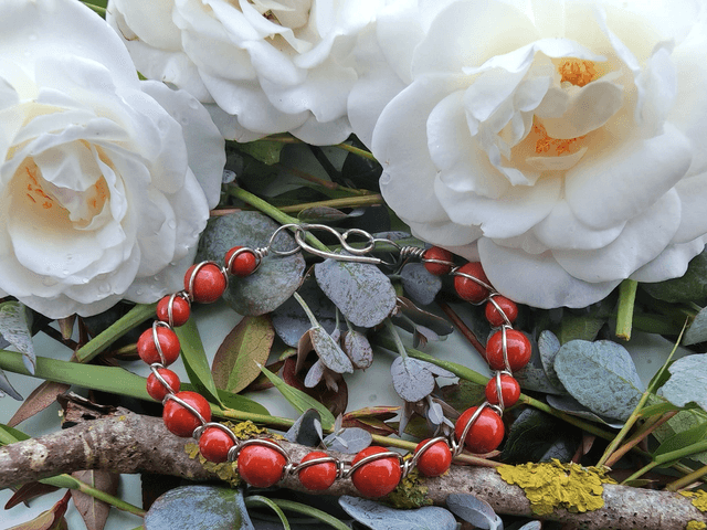 Bracelet antique jaspe rouge 