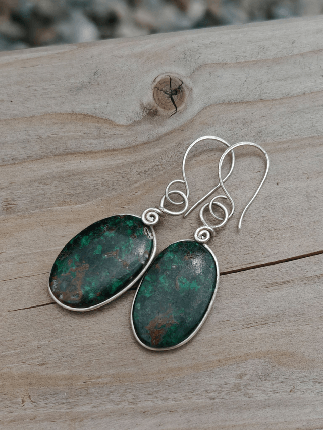 Boucles d'oreilles en Chrysocolle Malachite