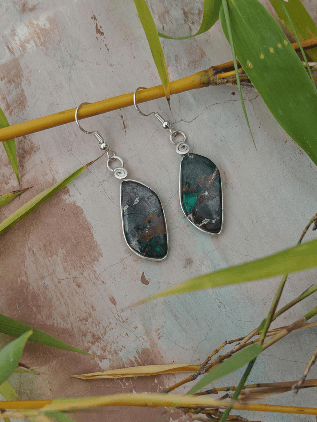 Boucles d'oreilles en Chrysocolle Malachite