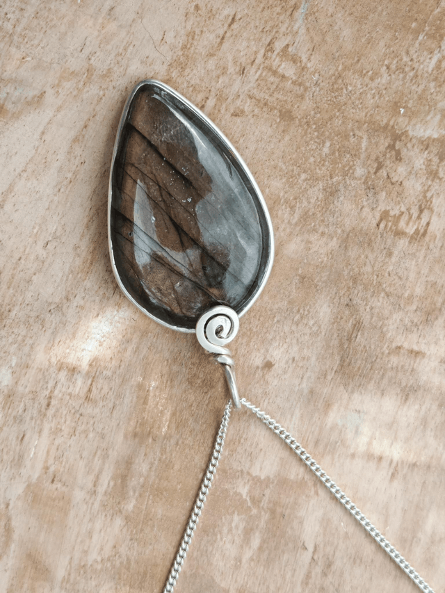 Pendentif Labradorite violette - Argent 925 - Goutte inversée