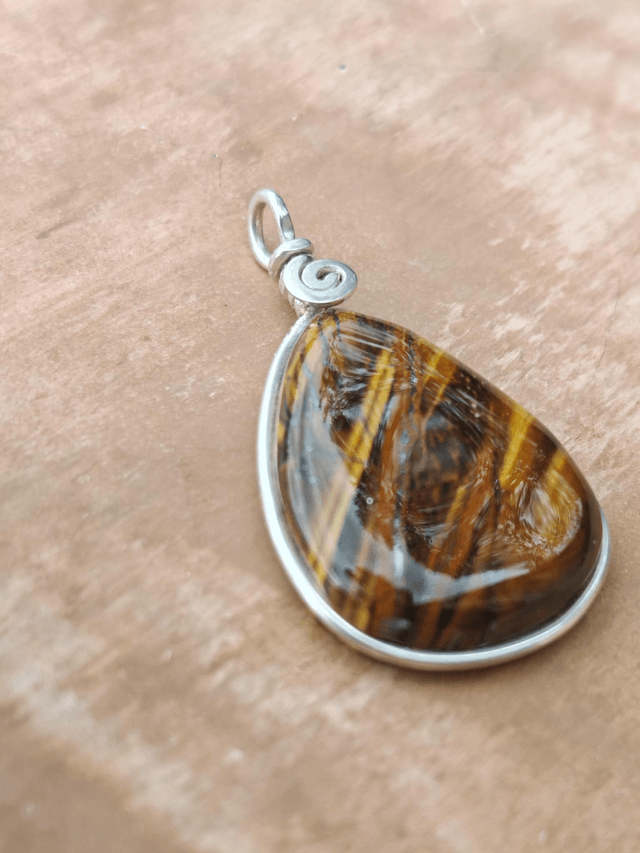 Pendentif Œil de tigre - Argent 925