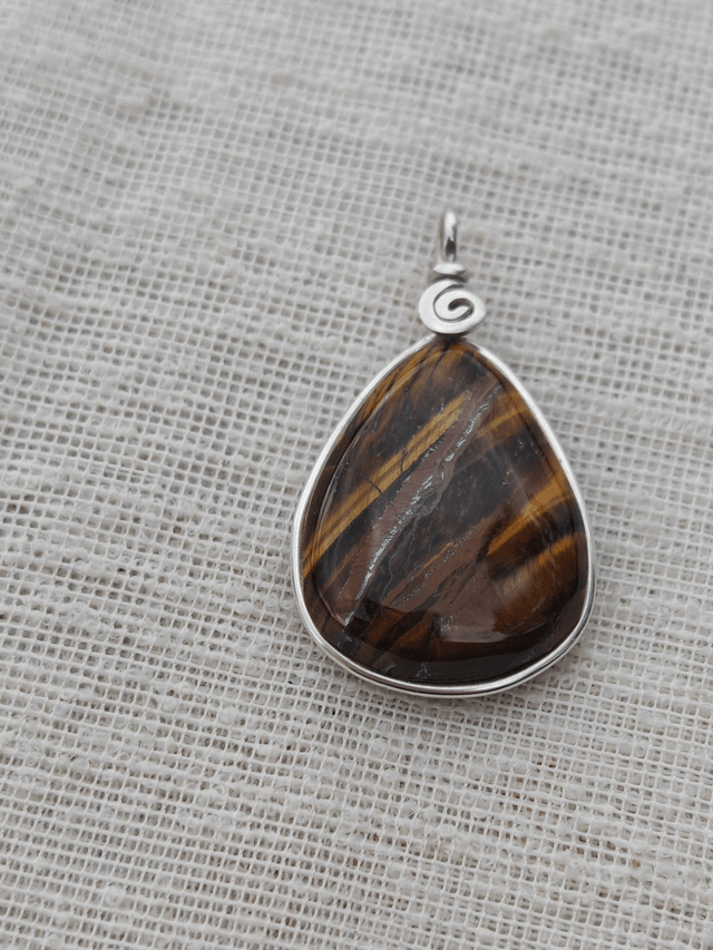Pendentif Œil de tigre - Argent 925