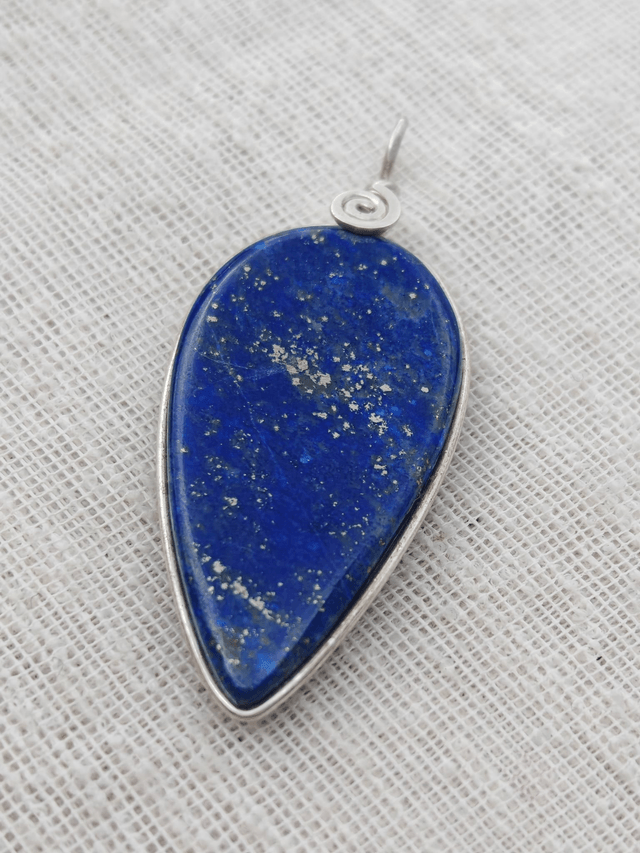 Pendentif Lapis lazuli - Argent 925 - goutte inverse allongée 