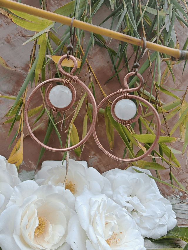 Boucles d'oreilles infini, sélénite