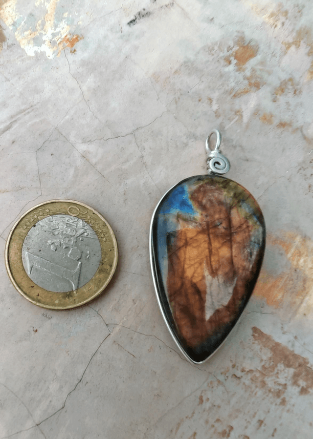 Pendentif Labradorite Spectrolite - Argent 925 - goutte inversée