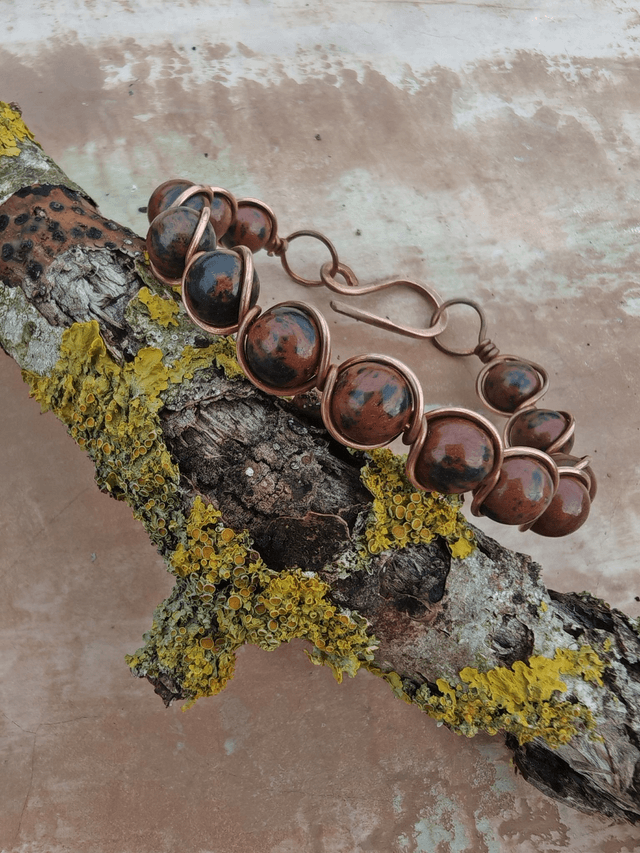 Bracelet antique Obsidienne Acajou