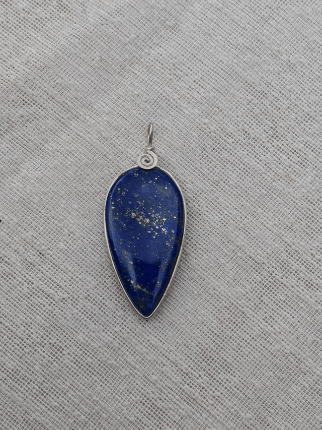Pendentif Lapis lazuli - Argent 925 - goutte inverse allongée 