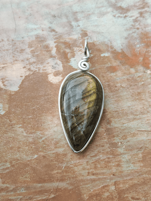 Pendentif Labradorite - Argent 925 - Goutte inversée