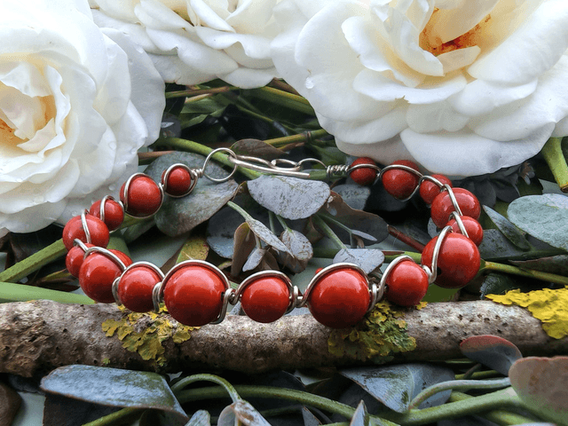 Bracelet antique jaspe rouge 