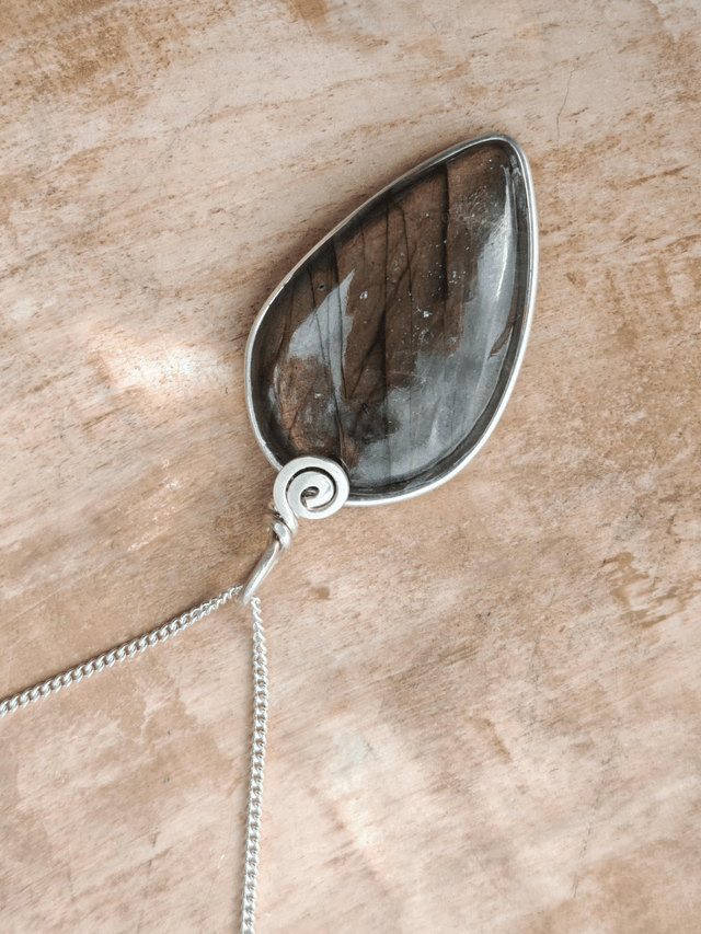 Pendentif Labradorite violette - Argent 925 - Goutte inversée
