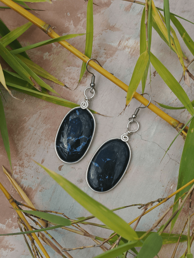Boucles d'oreilles en bois de palétuvier fossilisé