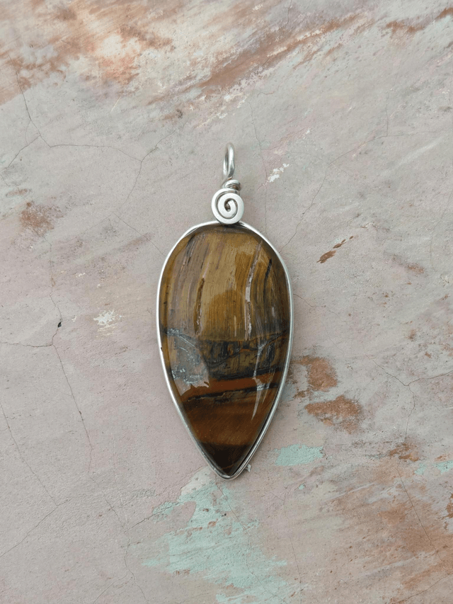 Pendentif Œil de tigre - Argent 925