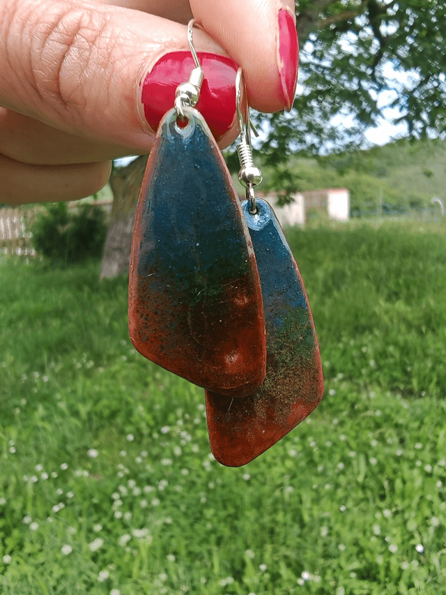  Souffle ailé, Boucles d'oreilles émail