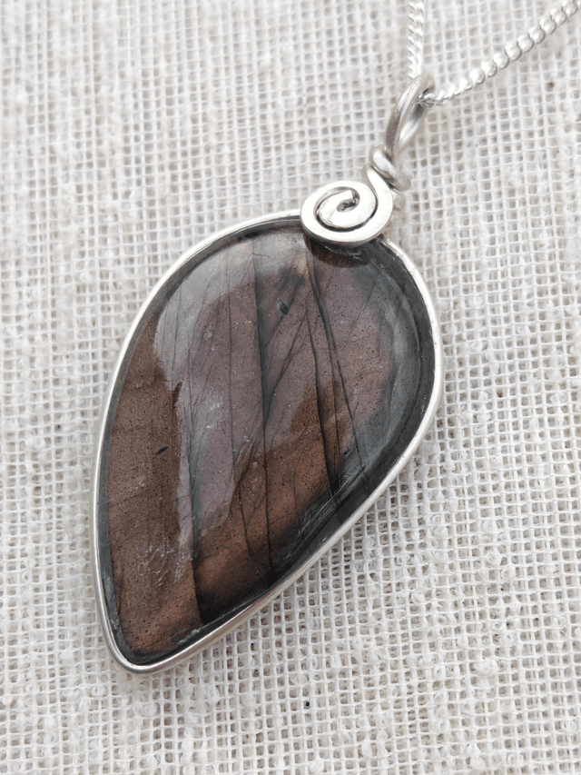 Pendentif Labradorite violette - Argent 925 - Goutte inversée