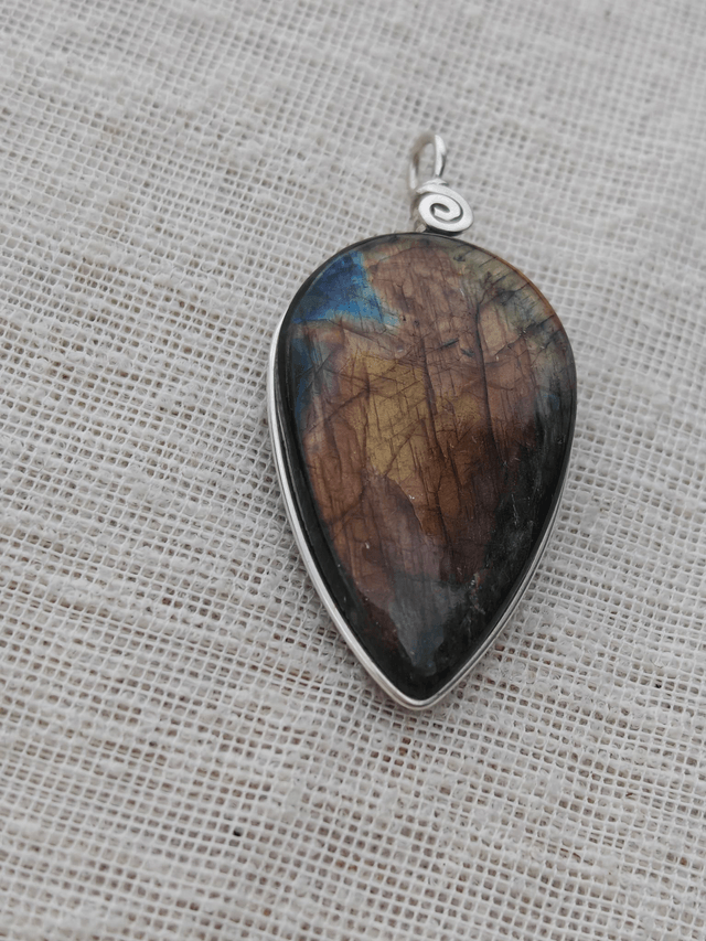 Pendentif Labradorite Spectrolite - Argent 925 - goutte inversée