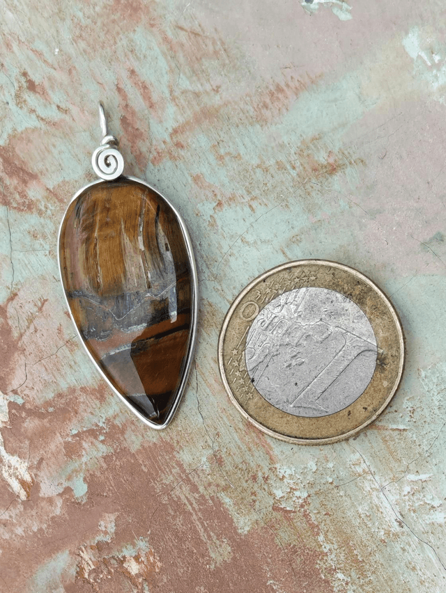 Pendentif Œil de tigre - Argent 925