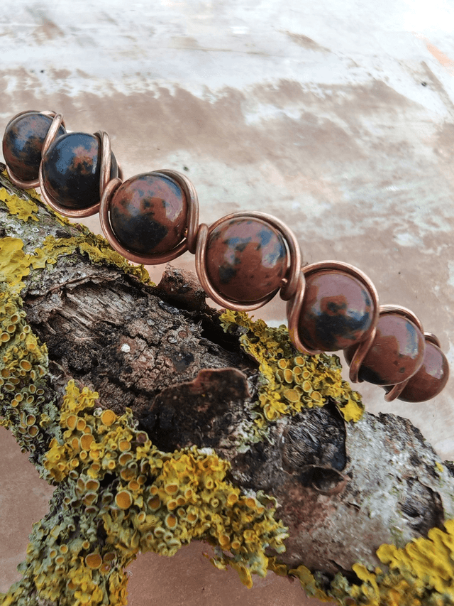 Bracelet antique Obsidienne Acajou