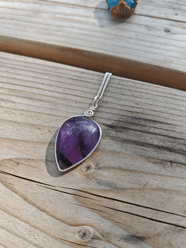Pendentif Améthyste - Argent 925 - goutte inversée
