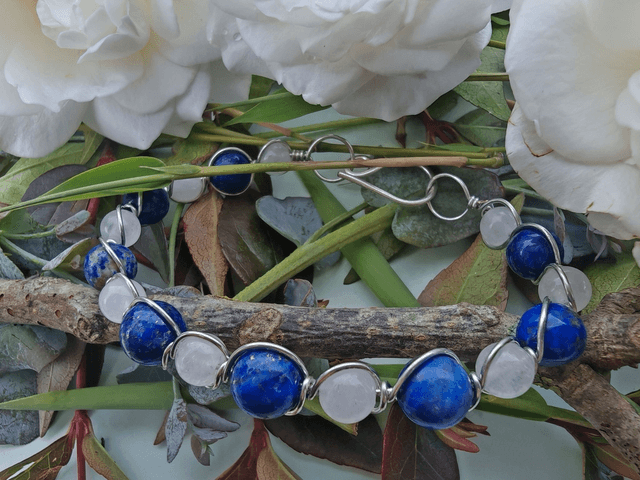 Bracelet antique pierre de lune et lapis lazuli