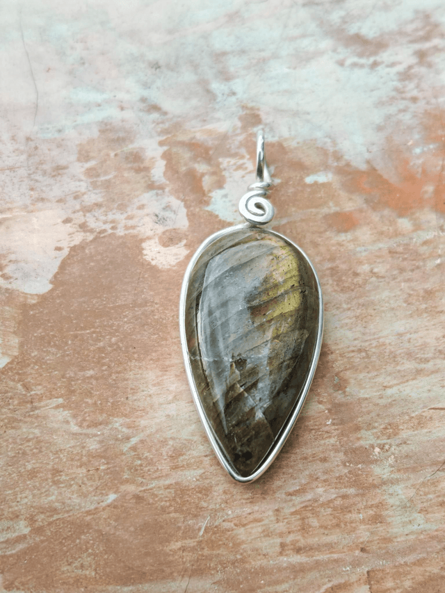Pendentif Labradorite - Argent 925 - Goutte inversée