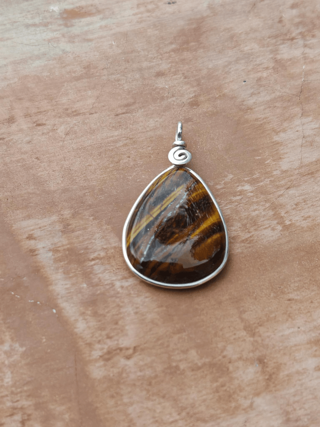 Pendentif Œil de tigre - Argent 925
