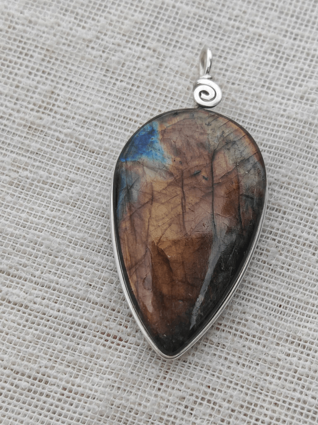Pendentif Labradorite Spectrolite - Argent 925 - goutte inversée