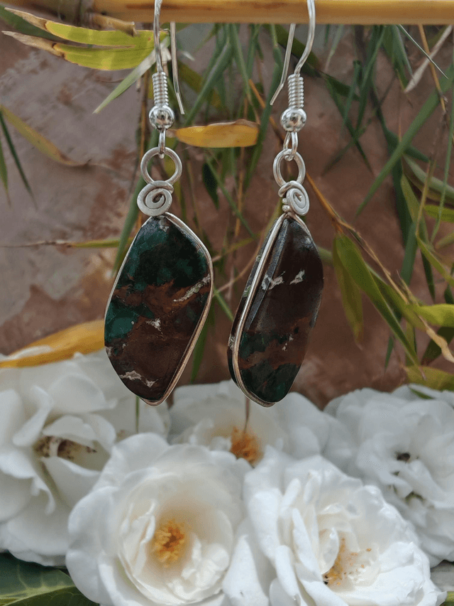 Boucles d'oreilles en Chrysocolle Malachite