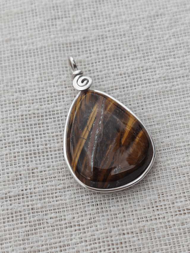 Pendentif Œil de tigre - Argent 925