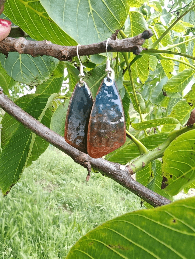  Souffle ailé, Boucles d'oreilles émail