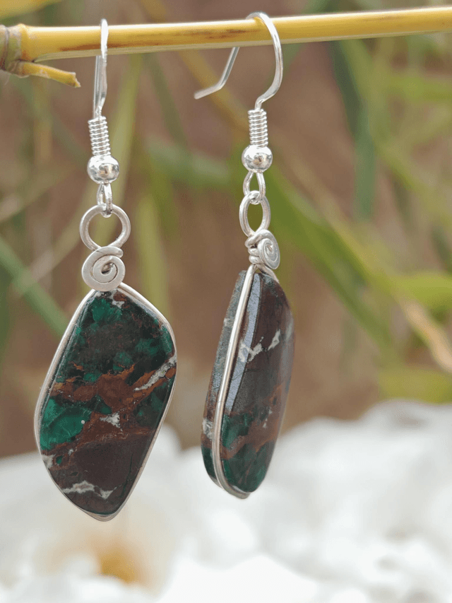 Boucles d'oreilles en Chrysocolle Malachite