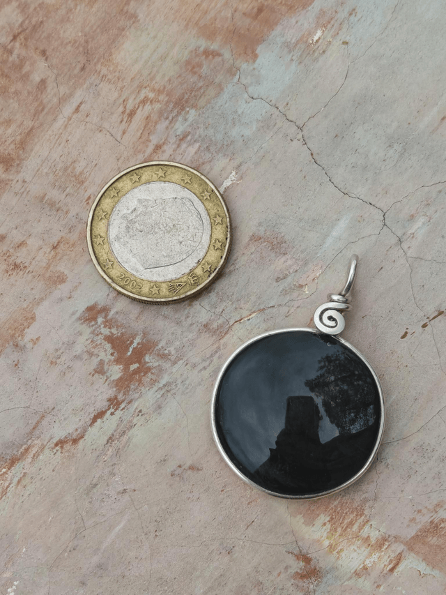 Pendentif Obsidienne ronde - Argent 925 