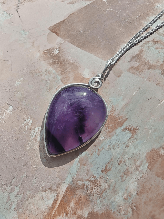 Pendentif Améthyste - Argent 925 - goutte inversée