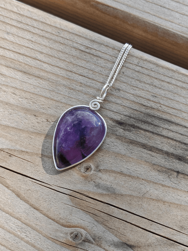 Pendentif Améthyste - Argent 925 - goutte inversée