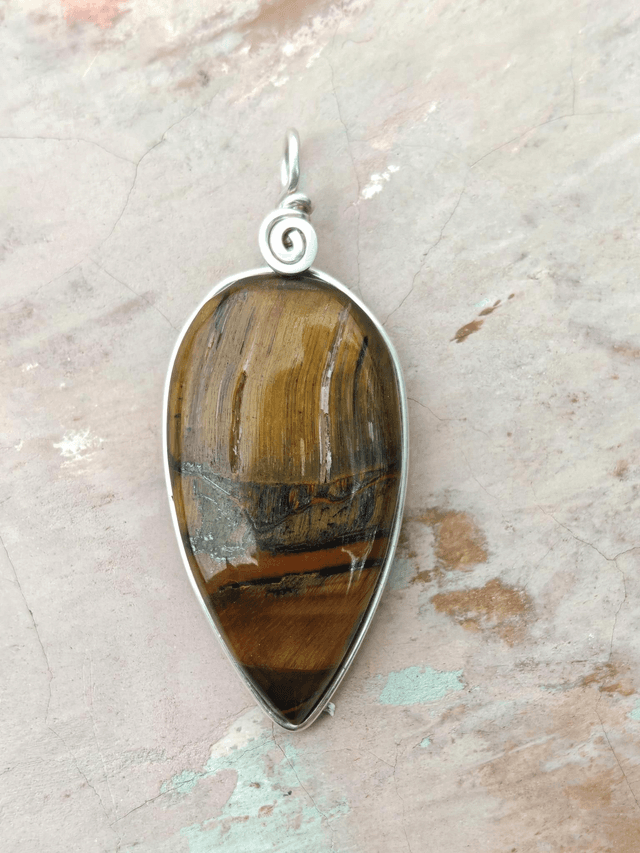 Pendentif Œil de tigre - Argent 925
